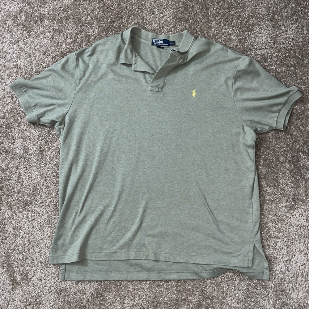 Polo Ralph Lauren Men's XXL Short Sleeve Olive Green, Yellow Pony 100% Cotton